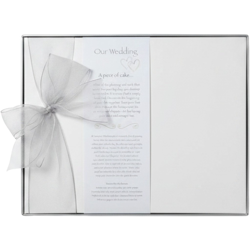 Tessera Publishing Our Wedding Memory Book White Silk Silver Bow Keepsake Album